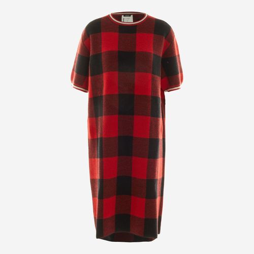 Rotes Ringer-Midikleid aus Wolle mit Karomuster