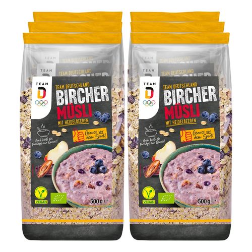 Team D Bircher Müsli mit Heidelbeeren 500 g, 6er Pack