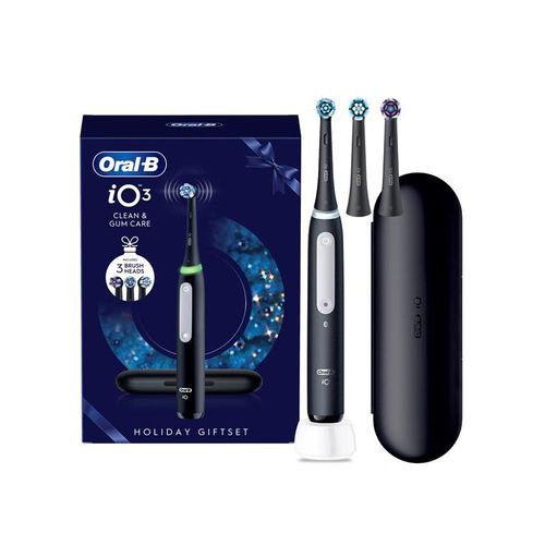 Oral-B Zahnbürste iO3 Black Gift Pack - incl. Travel Case + 2 extra refills