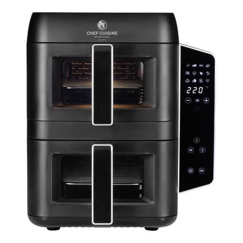 CHEF CUISINE International Air Fryer Dual Zone | Heißluftfritteuse, schwarz, 2.400 W, 2 Schubladen à 4,5 L, individuelle Fertigstellung, Timer