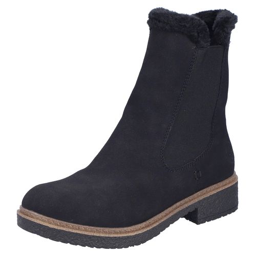Winterboots RIEKER, Damen, Gr. 37, schwarz, Elastischer Einsatz, Nubuklederimitat, unifarben, Basic, Schuhe, Chelseaboots, Winterstiefelette, Blockabsatz, mit Innenreißverschluss