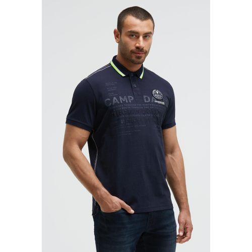 Poloshirt CAMP DAVID, Herren, Gr. 4XL, blau, Material: 100% Baumwolle, bedruckt, bestickt, regular fit normal, eingesetzt Rippbündchen, Shirts, mit Seitenschlitze