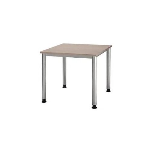Hammerbacher Matrix Schreibtisch Quadratisch Walnuss 4 Füße 800 (B) x 800 (T) x 760 (H) mm Aluminium, Holz, Kunststoff, Spanplatte Image
