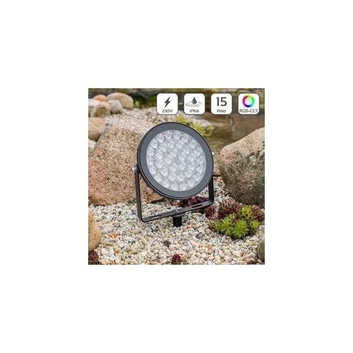 MiBoxer 15W 230V RGB+CCT LED Gartenstrahler WiFi Gartenleuchte mit Erdspieß FUTC...