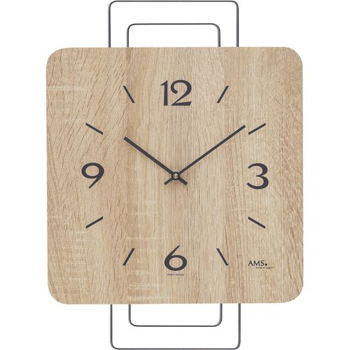 Wanduhr AMS, braun (schwarz, braun), Wanduhren, B/H/L: 30cm x 5cm x 42cm, Made in Germany,Wohnzimmer,Esszimmer,Küche,Arbeitszimmer,Büro,Flur
