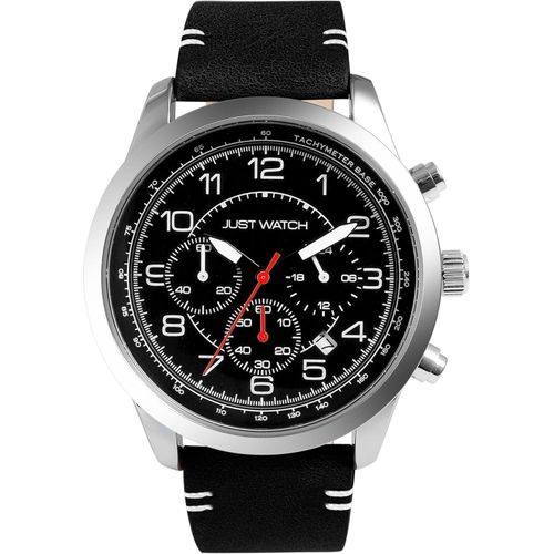Herren-Chronograph Atticus mit Lederarmband, Japan VD53 Quarzuhrwerk, 24-Stunden-Anzeige, Datum, Stoppfunktion, 5 Bar wasserdicht, analog, stylish