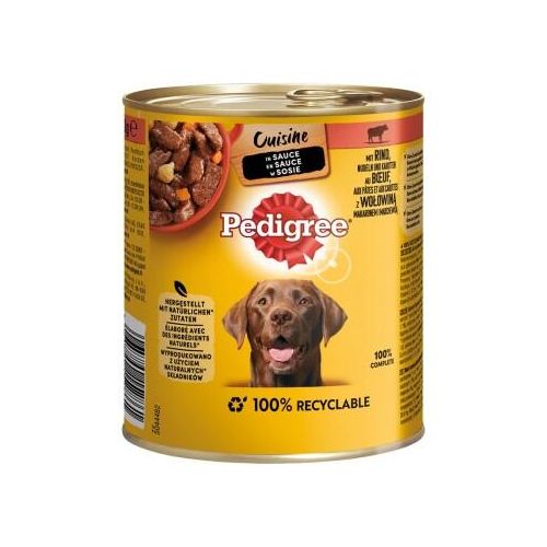 Pedigree Nassfutter Hund Adult, Cuisine, in Sauce 12x800 g Rind