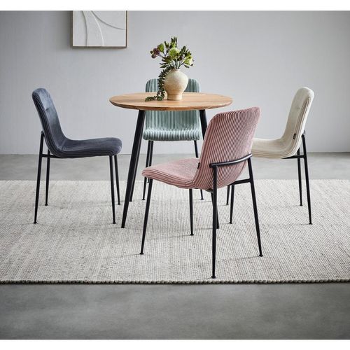 Stylife Esstisch , Schwarz, Akazie , Holz, Metall , Akazie , Hartholz , rund , konisch , 80x76x80 cm , Esszimmer, Tische, Esstische, Esstische rund