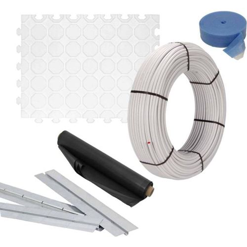 80 m² Set Trockenestrichsystem 25 mm WLG 035 Alu-Verbundrohr Raster 12,5 cm + Zubehör