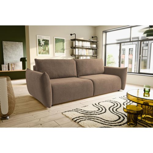 Sofa ISSADORA 234x107 cm – komfortables Sofa mit Schlaffunktion und Bettkasten, CRUZ 20 - Dunkelbeige