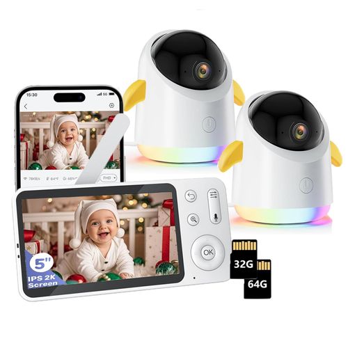Babyphone mit 2 Kamera und APP 2K/3MP 360° View 5