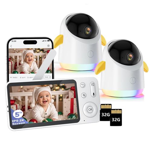 Babyphone mit 2 Kamera und APP 2K/3MP 360° View 5
