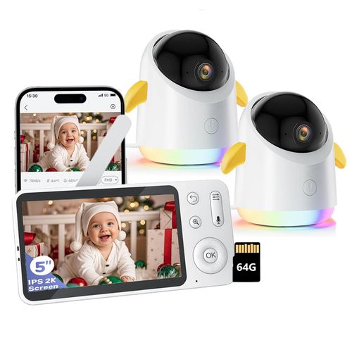 Babyphone mit 2 Kamera und APP 2K/3MP 360° View 5