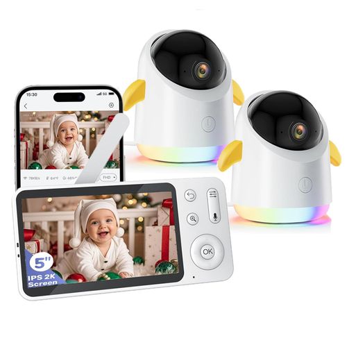 Babyphone mit 2 Kamera und APP 2K/3MP 360° View 5