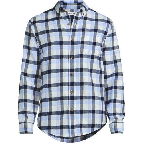 Flanellhemd Flagship, Classic Fit, Herren,  Blau, Baumwolle/Baumwoll-Mischung/Polyester-Mischung, by Lands' End
