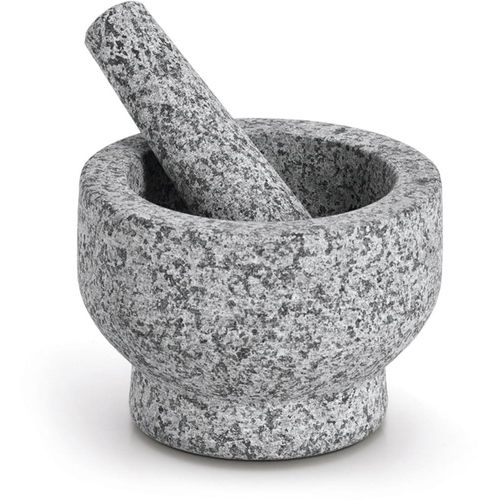 Mörser ZELLER PRESENT "& Stößel-Set, Granit, grau", grau, H:10cm Ø:14cm, Granit, Mörser, Mörser, natürliches Material, 2,9 kg, 330 ml