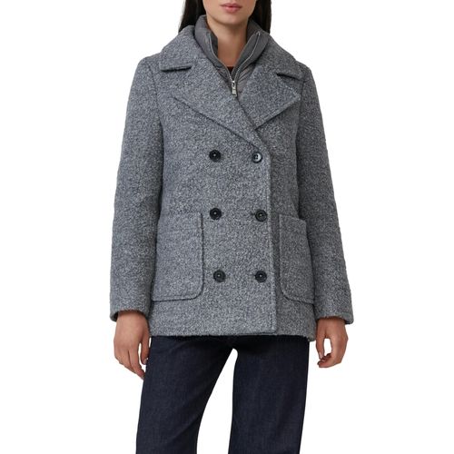 Cabanjacke S.OLIVER, Damen, Gr. 42, grau melange, Web, Obermaterial: 65% Polyester, 35% Wolle. Futter: 100% Polyester, unifarben, gerade hüftbedeckend, V-Ausschnitt, Jacken, mit Reverskragen und doppelreihiger Knopfleiste, Woll-Anteil