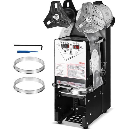 VEVOR Vollautomatische Verschließmaschine, 500–650 Tassen/h, Juice Cup Sealer für 180 mm hohe und 90/95 mm große Tassen, Boba-Teeverschließer mit digitaler LCD-Steuerung für Bubble-Milch-Tee, Kaffee