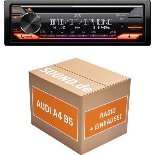 Autoradio Einbaupaket JVC KD-DB922BT für Audi A4 B5 + Gamma | Bluetooth Telefonieren Audiostreaming