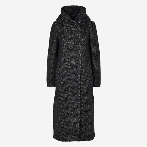 Beige-schwarzer Mantel aus Wollmischung