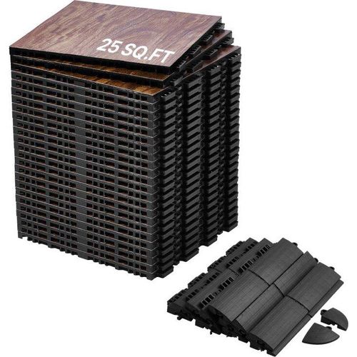 Fitnessstudio Bodenbelag Set 25 teilig - Verschließbare PP+PVC Puzzle-Gummiplatten