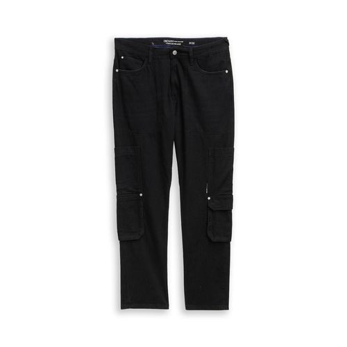 TOM TAILOR DENIM Herren TTWAYLEN RELAXED Cargo Jeans, schwarz, Uni, Gr. 28/32