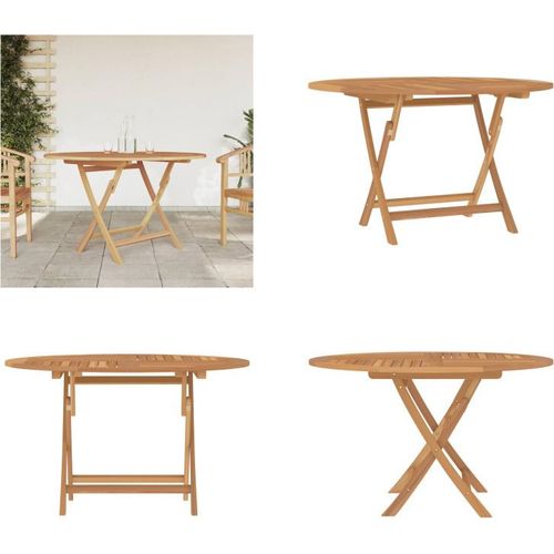 vidaXL Gartentisch Klappbar Ø 120x75 cm Massivholz Teak - Klappbarer Gartentisch - Klappbare Gartentische - Gartentisch - Outdoor Tisch