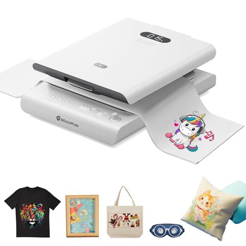 SCULPFUN H1 Automatische Transferpresse: Aufwärtsdruck-Design, 3-stufig einstellbarer Druck bis zu 80 kg, 38x38cm Heizplatte – für DTF, DIY-T-Shirts