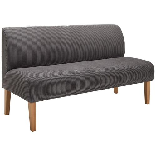 Sitzbank , Anthrazit , Holz, Textil , Buche , massiv , 3-Sitzer , 163x88x75 cm , Stoffauswahl, mit Rückenlehne , Esszimmer, Bänke, Sitzbänke