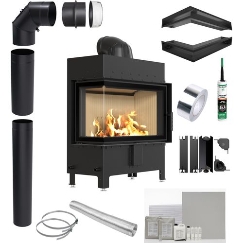 Kamineinsatz KRATKI LUCY Links 14 kW Ø200 Schließung Einbauzubehör