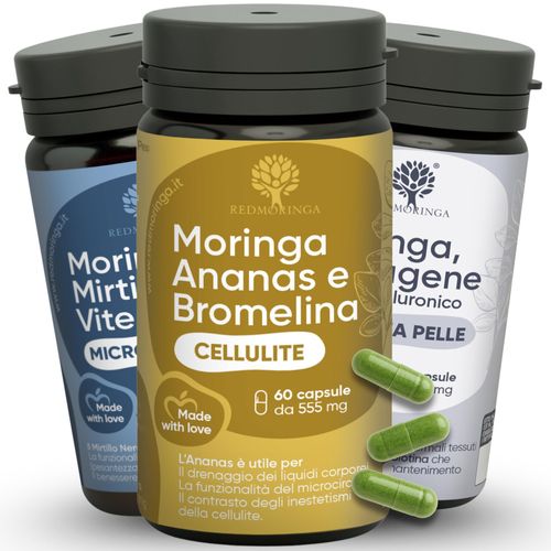 RedMoringa Anti-Cellulite Komplex – Bromelain 5000 GDU, Venen- & Kollagen-Hyaluron-Kapseln für Hautelastizität & Mikrozirkulation – 180 Tage