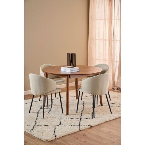 Mid.you Ausziehtisch , Walnuss , Holz , Nussbaum, Kautschukholz , furniert, massiv , rund , rund , 115-154x75x115 cm , ausziehbar , Esszimmer, Tische,