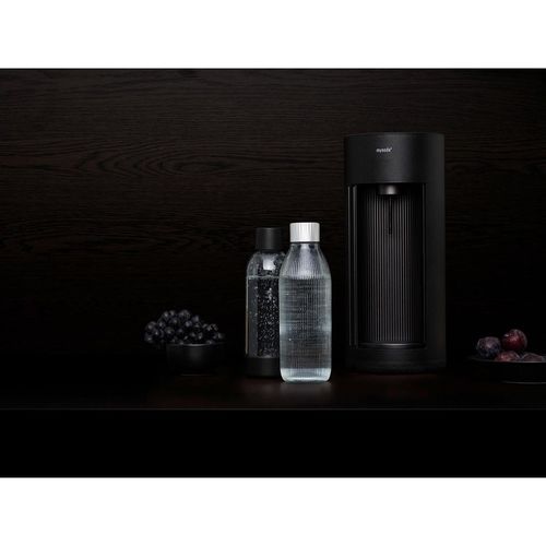 mysoda Wassersprudler Glassy Black , Schwarz , Metall, Kunststoff, Holzwerkstoff , 18.8x44.4x18.8 cm , Küchengeräte, Wasseraufbereitung,