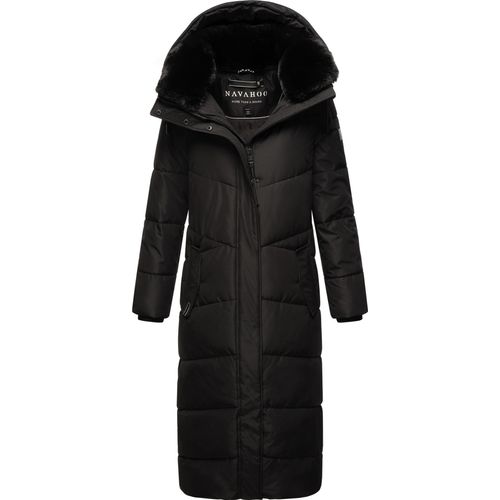 Navahoo Damen Winterjacke Langer Parka Warm Stepp Mantel Kapuze Hingucker Schwarz Gr. 40 - L