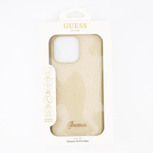 Goldfarbene Handyhülle für iPhone 15 Pro Max mit Logomuster