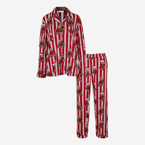 Roter Pyjama mit Weihnachtsmuster