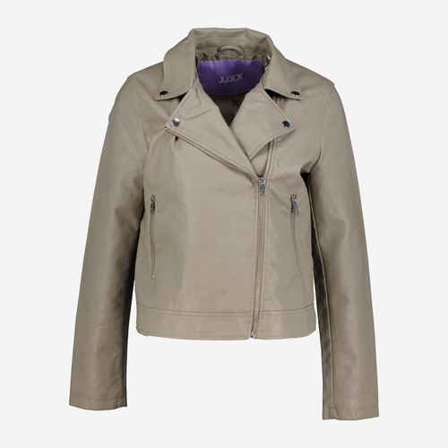 Graue Bikerjacke aus Kunstleder