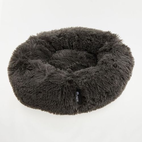 Graues Haustierbett aus Kunstfell 40x40cm