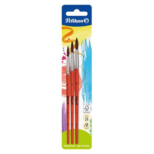 Pelikan Schulmalpinsel Pinsel S23 4/6/8 auf Blister, Feinhaarmischung,