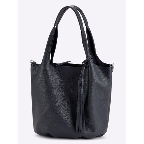 Handtasche HEINE, Damen, Gr. B/H/T: 44cm x 36cm x 20cm, blau (dunkelblau), Viskosemischung, unifarben, Taschen