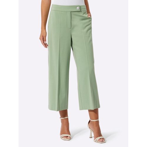 Stoffhose CREATION L, Damen, Gr. 52, Normalgrößen, grün (eucalyptus), 63% Polyester, 34% Viskose, 3% Elasthan, unifarben, 7/8-Länge, Hosen Stoffhose