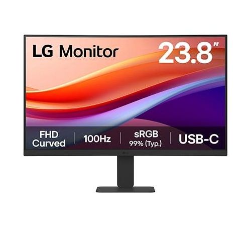 LG FHD Curved Monitor 24 ″ Schwarz Klasse E USB Typ-C™ VA-Panel 100Hz 24U421A-B