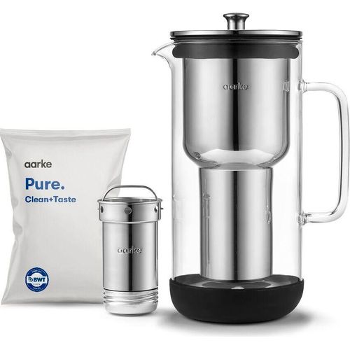 AARKE kleiner Glaskrug 2,36 Liter mit Filter.
