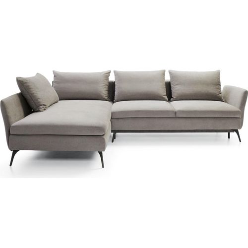 Ecksofa Demisbal mit Schlaffunktion, Bettkasten, Hellgrau, rechtsseitig