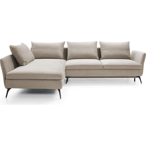 Ecksofa Demisbal mit Schlaffunktion, Bettkasten, Beige, rechtsseitig