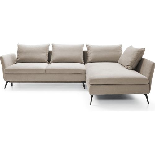 Ecksofa Demisbal mit Schlaffunktion, Bettkasten, Beige, linksseitig