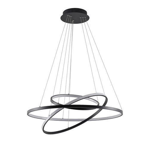 Lucande LED-Pendelleuchte Ezana, schwarz, Metall, Ø 80cm