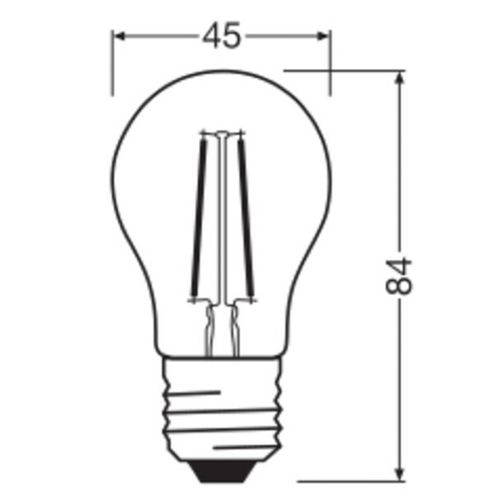 OSRAM LED-Leuchtmittel Tropfen P45, E27 1 W Filament 2.700 K