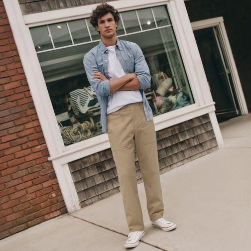 Twill-Hose mit Stretch, Herren,  Braun, Elasthan/Baumwoll-Mischung, by Lands' End