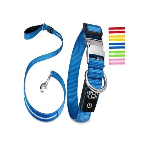 Petsation Leuchthalsband + Leine blau XS